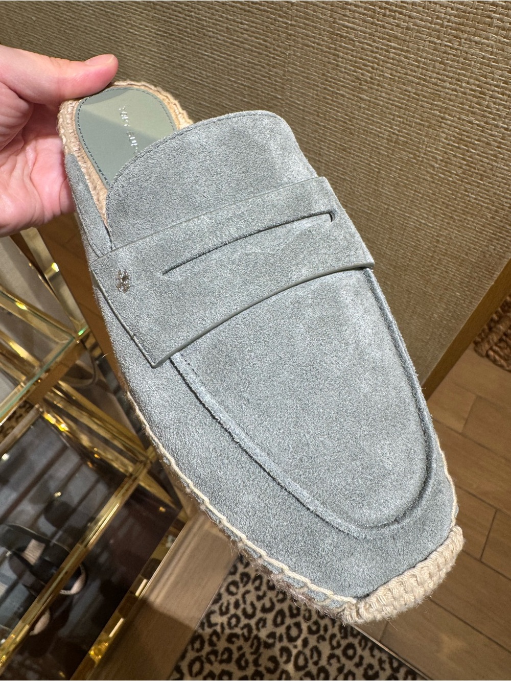 Tory Burch Everly Cork Slide Suede Leather Mule Shoes